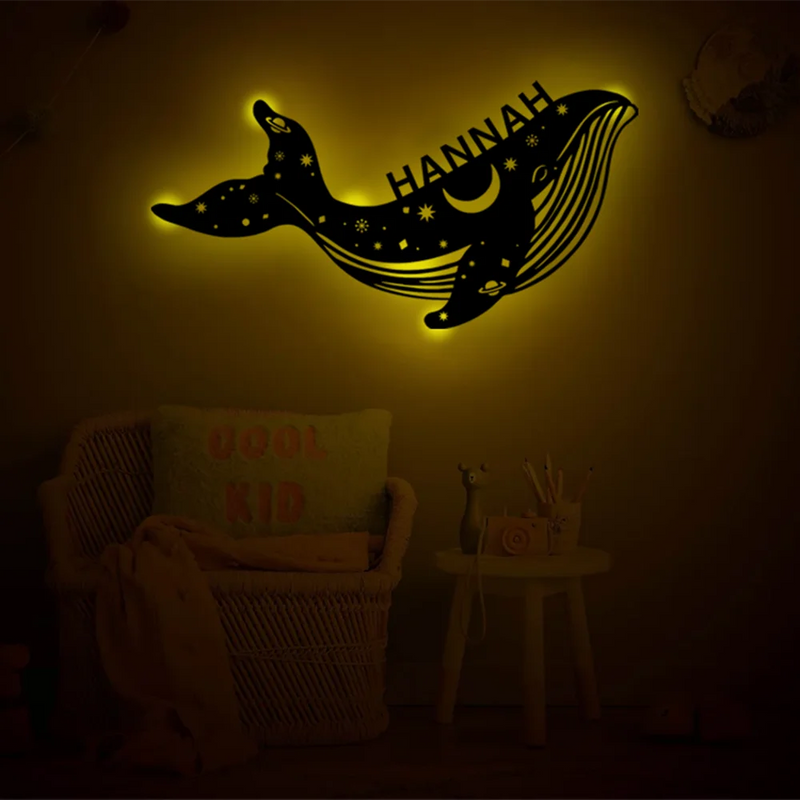 Applique murale LED USB personnalisée en forme de baleine