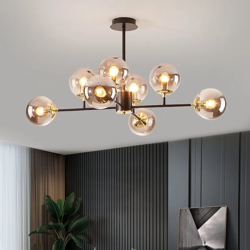 Suspension LED boule de verre au design nordique moderne et minimaliste