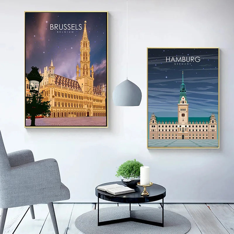 affiche touristique des villes du monde en toile