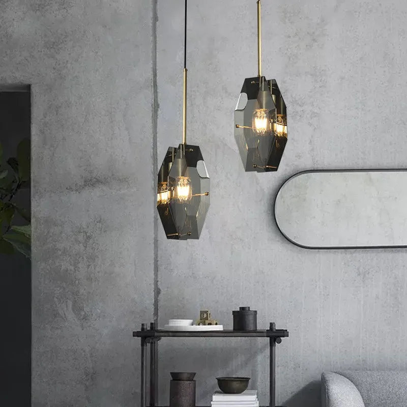 lustre nordique en cuivre et verre créatif simple