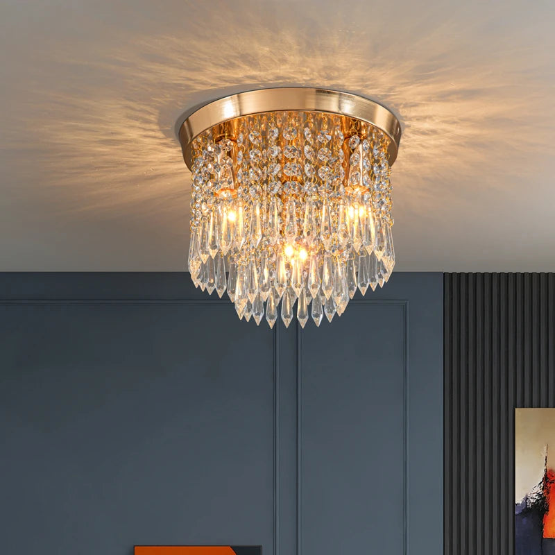 suspension en cristal doré et argenté pour décoration intérieure