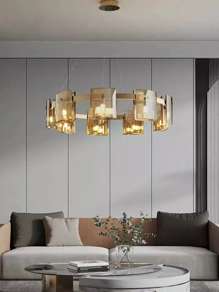 lustre moderne de luxe simple en verre led nordique