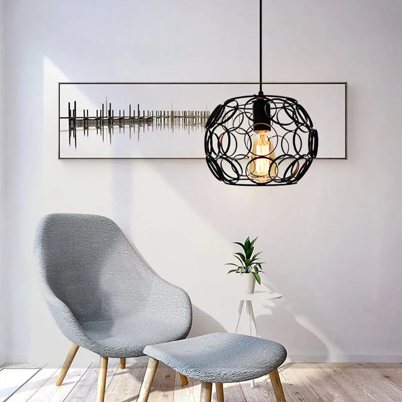 Luminaires suspendus en fer industriel rétro