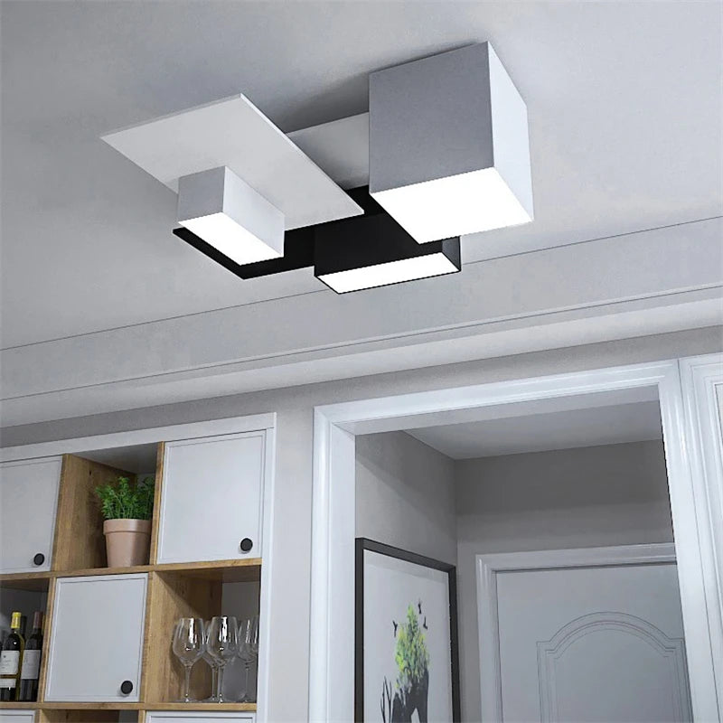plafonnier nordique moderne simple boîte créative combinaison géométrique