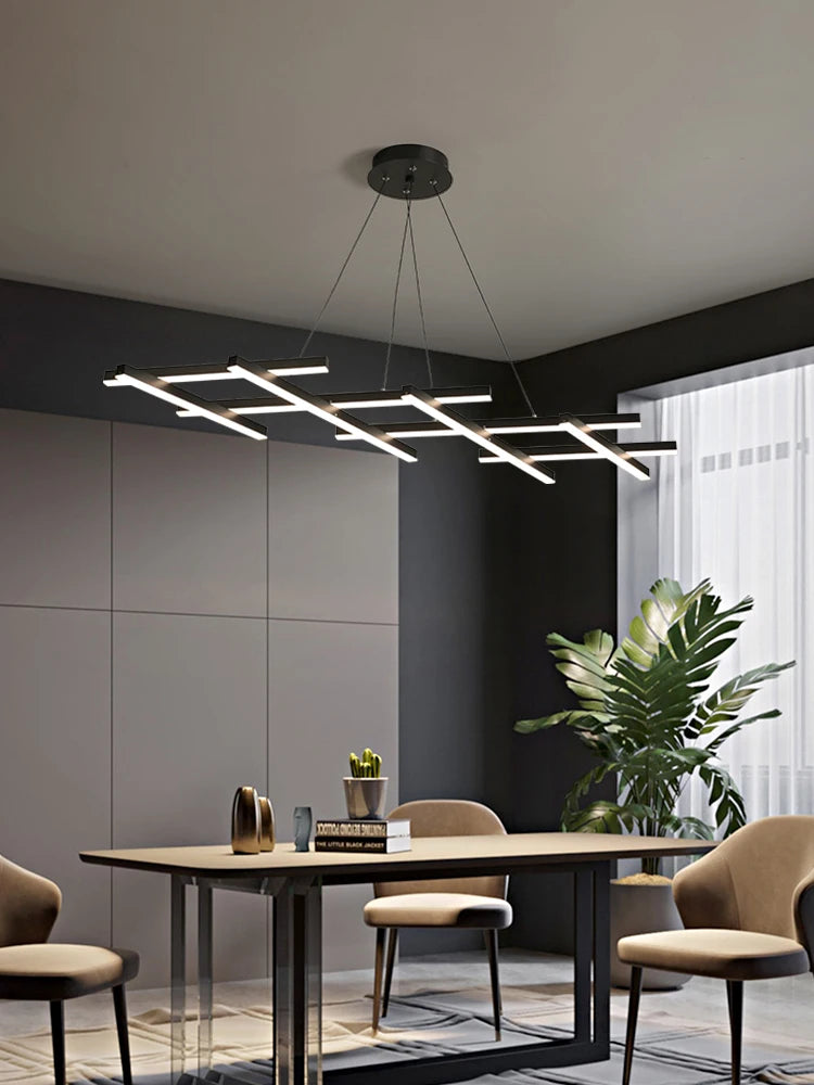 lustre led minimaliste moderne avec bandes lumineuses créatives