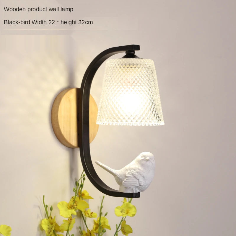 Applique murale led nordique avec appliques d'oiseaux