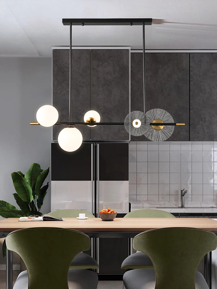 lustre led en verre style nordique pour décoration intérieure moderne