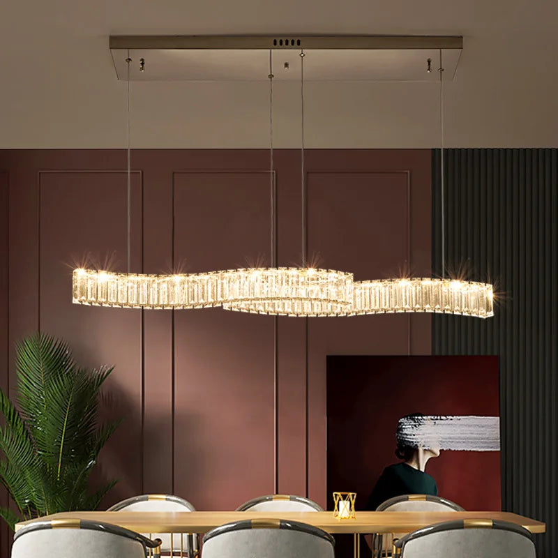 lustre led en bande de cristal design moderne simple et créatif