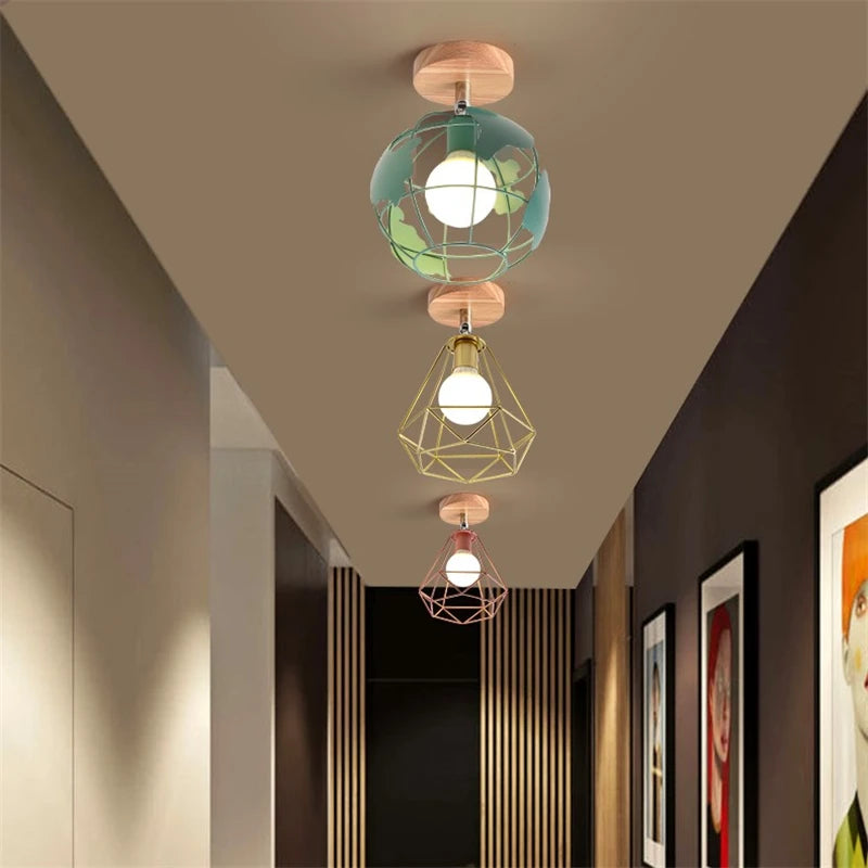 plafonnier led nordique moderne simple en fer triangle