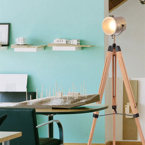 lampadaire nordique LED en bois massif pour intérieur moderne