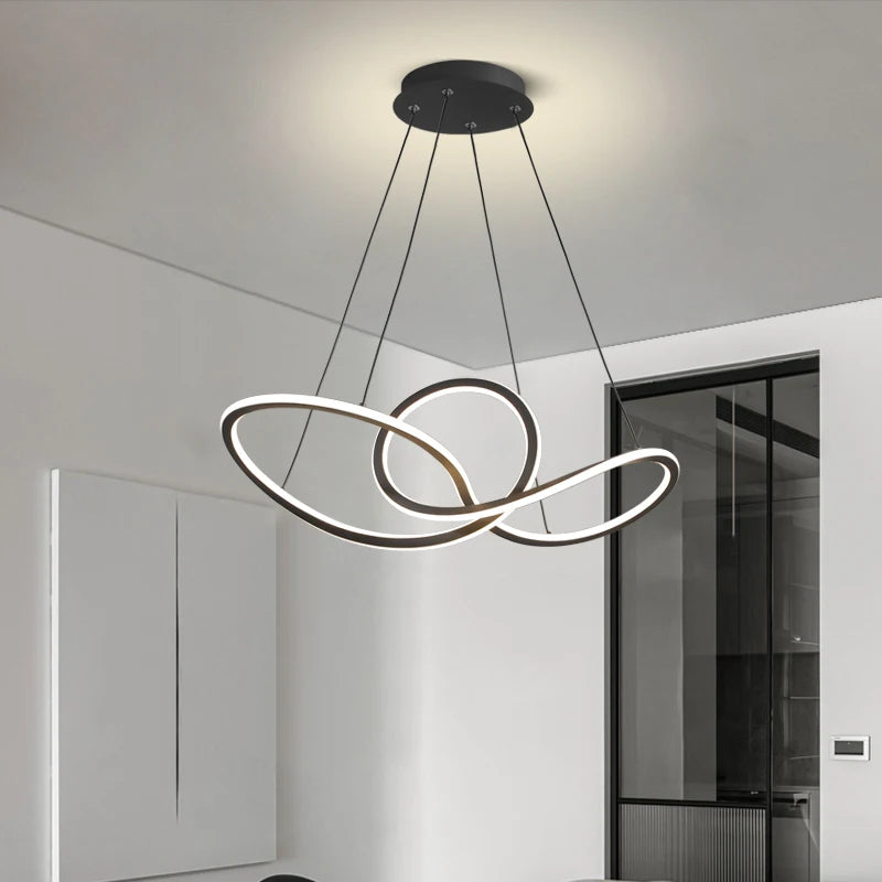 suspension nordique post-moderne en aluminium led anneau