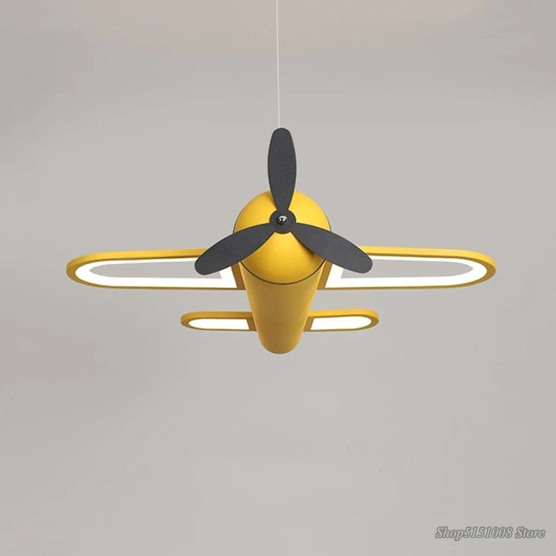 suspension led moderne pour enfants avec motif avion lumineux