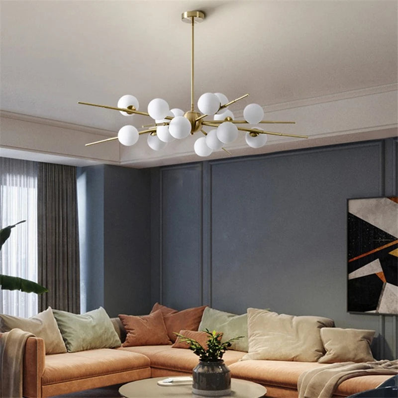lustre led moderne en verre boule nordique pour bar café