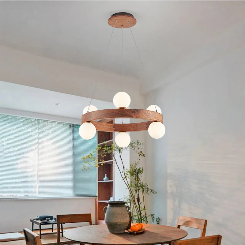 Lustre en noyer pour salon