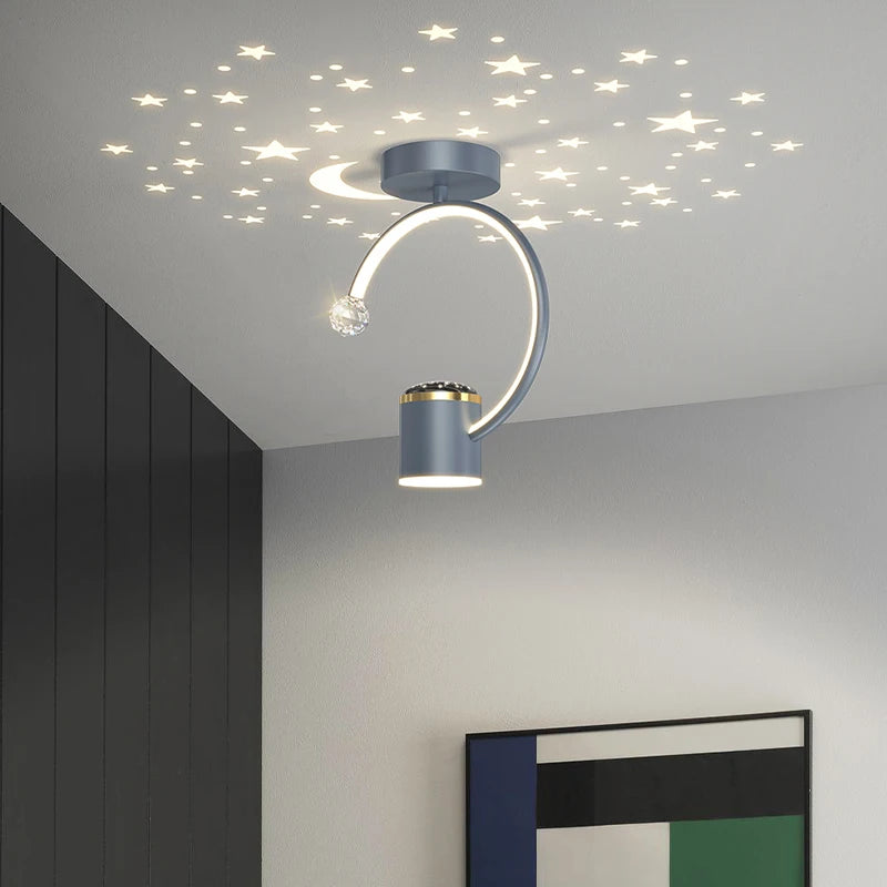 Plafonnier design LED avec projection étoiles