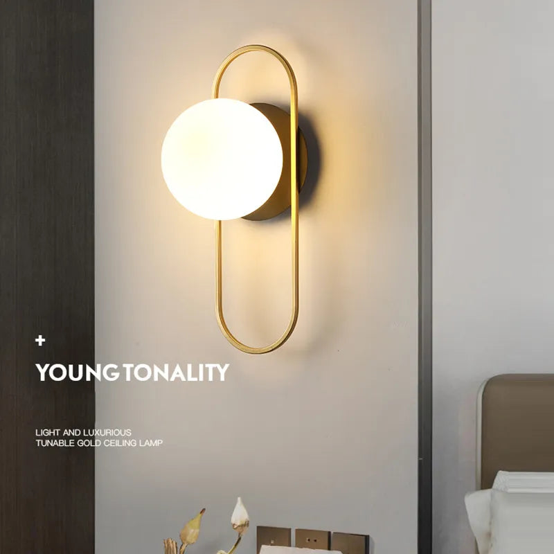 Applique murale LED boule de verre nordique pour salon intérieur chambre à coucher luminaire mural LED avec applique murale ampoule 7w G9 pour la maison