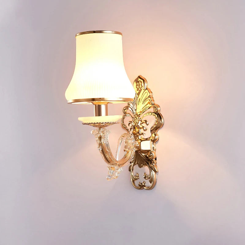 Applique murale led nordique européenne en verre doré pour décoration