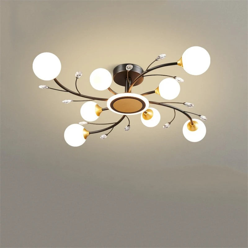 plafonnier moderne en verre de cristal vintage avec éclairage led