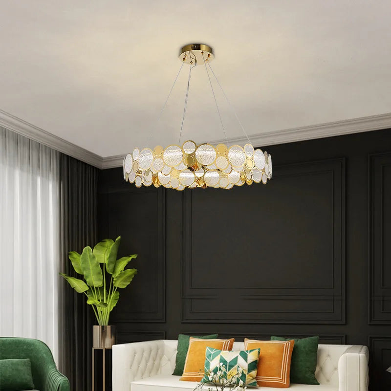 lustre nordique en verre led luxe moderne rond