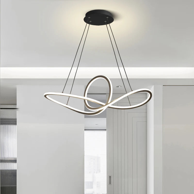 suspension nordique post-moderne en aluminium led anneau