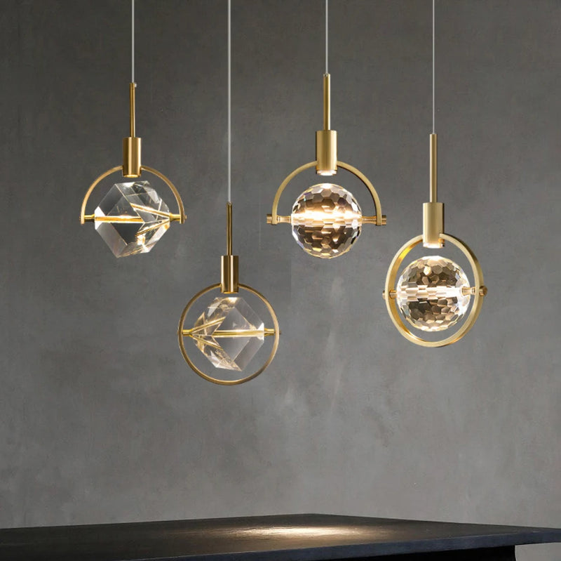 Suspension design dorée nordique à tête unique