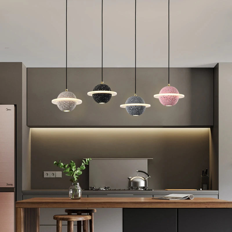 suspension modernes en ciment led pour restaurant barre lumineuse