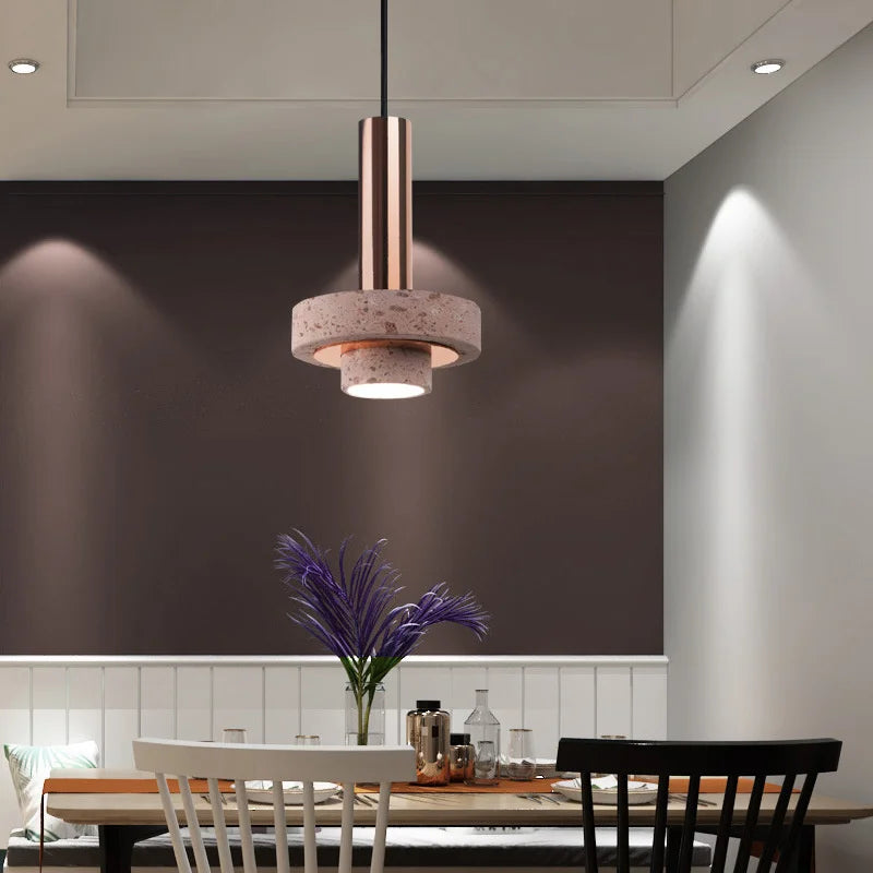 suspension LED circulaire en terrazzo design nordique minimaliste