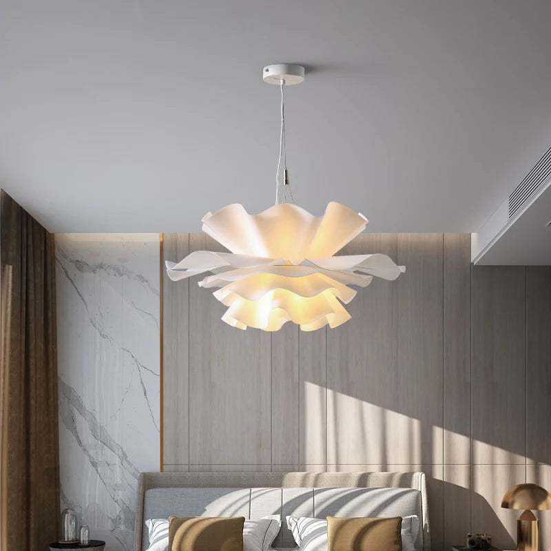 Lustre à fleurs blanches design nordique suspension pour chambre salon Bar lampe à manger chambre d'enfants suspension danoise