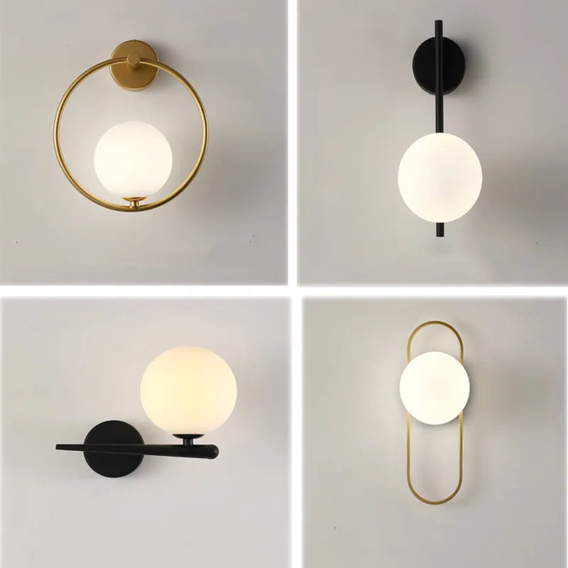 Applique murale LED boule de verre nordique pour salon intérieur chambre à coucher luminaire mural LED avec applique murale ampoule 7w G9 pour la maison