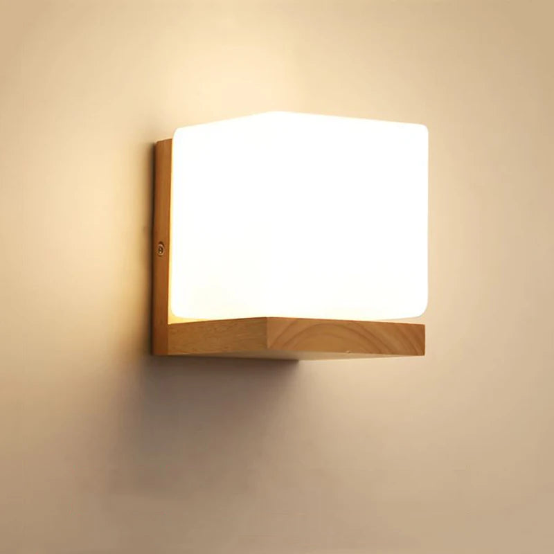 lampe de chevet led japonaise en bois massif créatif