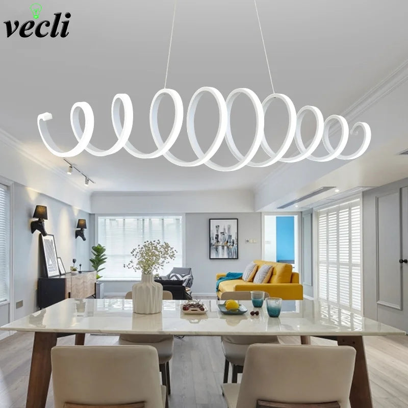 lustre moderne en aluminium avec lumières leds intégrées