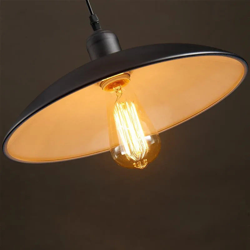 suspension industrielles vintage en métal noir led