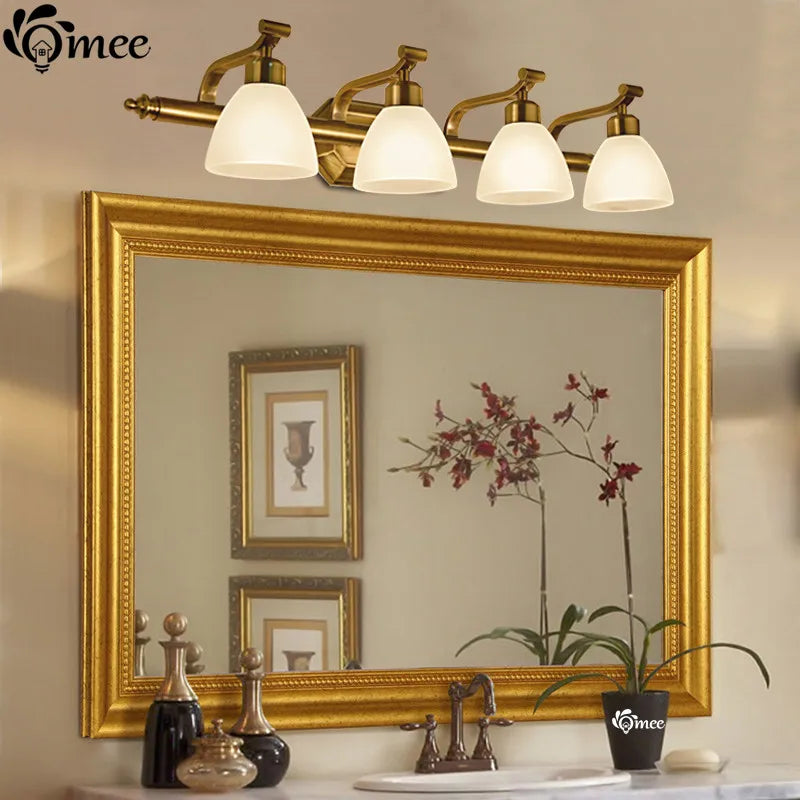 applique murale vintage led avec abat-jour en verre bronze