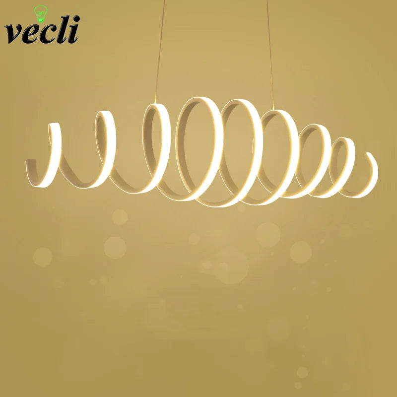 lustre moderne en aluminium avec lumières leds intégrées