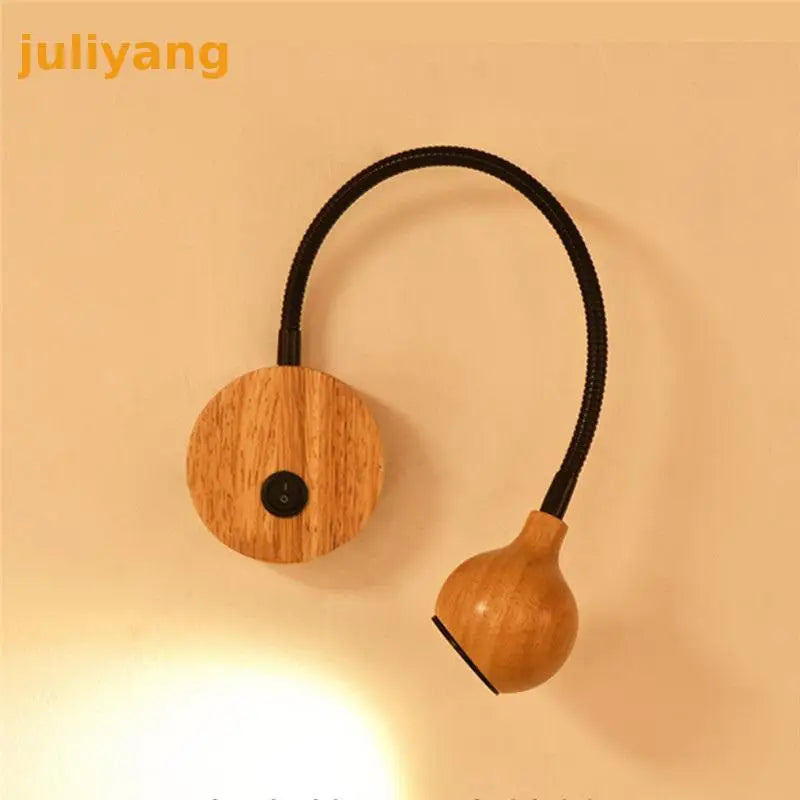 applique murale nordique en bois avec interrupteur et tête réglable