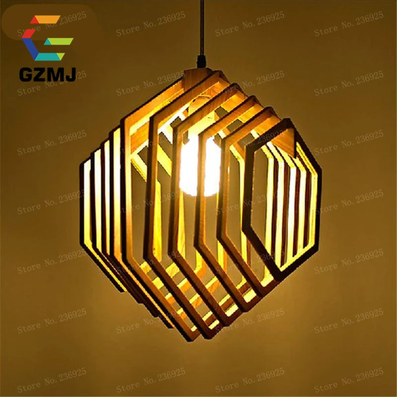 suspension vintage en bois style campagnard américain led