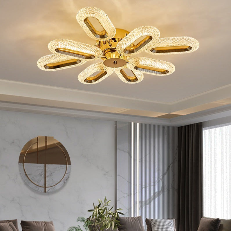 Marvona modern oval crystal LED ceiling light