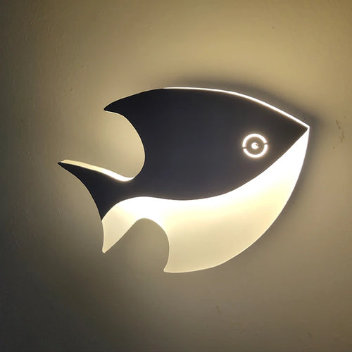 applique murale led créative en acrylique forme poisson pour enfants