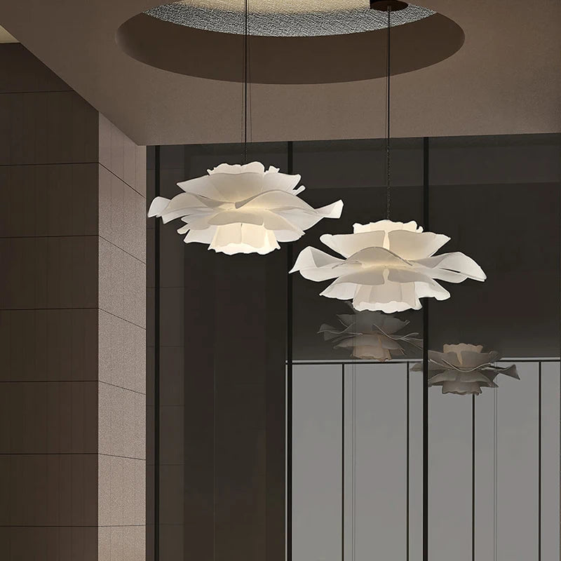 Lustre à fleurs blanches design nordique suspension pour chambre salon Bar lampe à manger chambre d'enfants suspension danoise