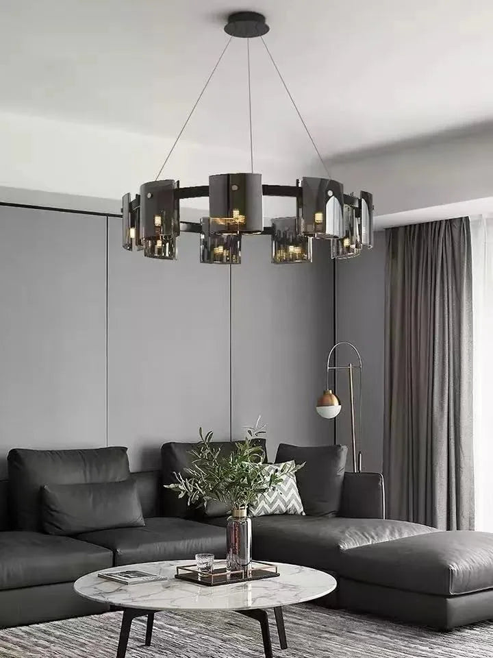 lustre moderne de luxe simple en verre led nordique