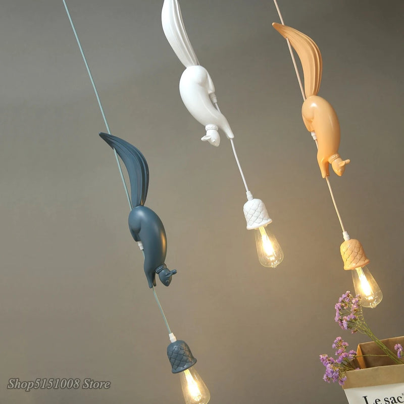 lampe suspension résine écureuil nordique led loft décoratif
