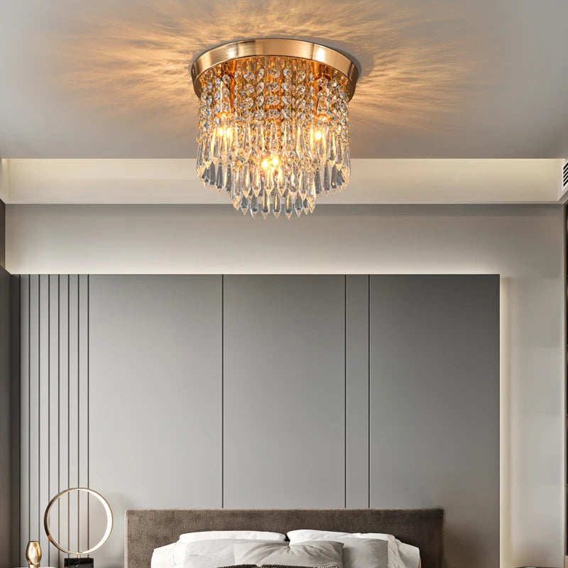 suspension en cristal doré et argenté pour décoration intérieure
