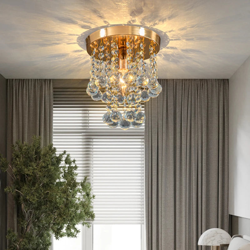 suspension en cristal doré et argenté décoratif