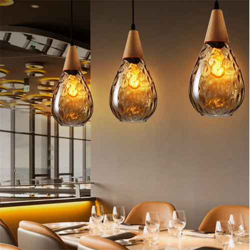 lampes suspendues en verre grain d'eau nordique rétro décoratives