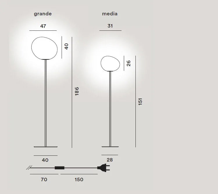 lampadaire moderne en verre design foscarini lampe à led décorative