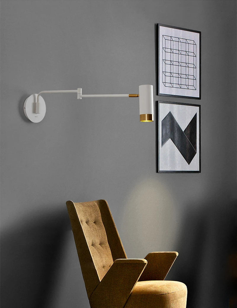 lampe de chevet murale nordique à bras pivotant minimaliste