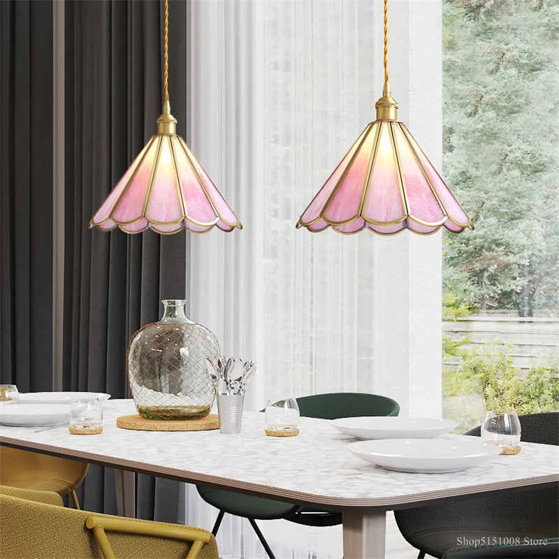 lampe de chevet moderne en verre avec décor floral suspendu
