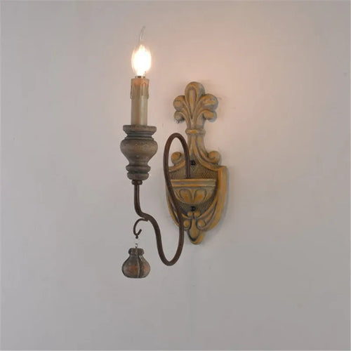 Vintage vieux bois rustique fer luminaires éclairage décoratif applique rétro décor industriel Loft bois intérieur appliques lampe de chevet