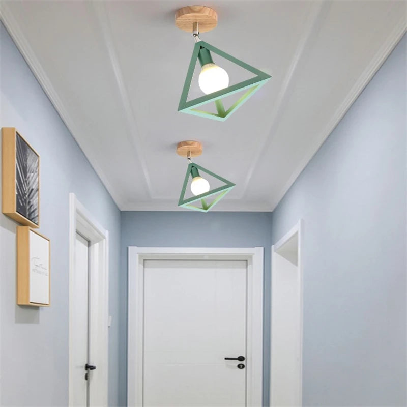 plafonnier led nordique moderne simple en fer triangle