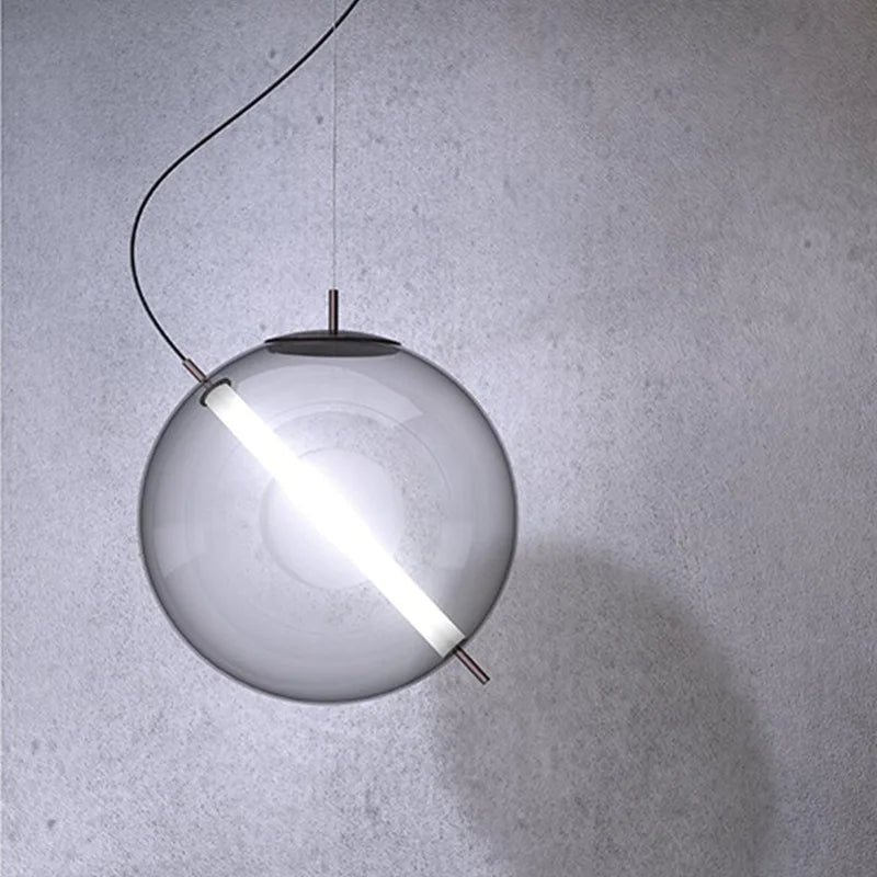 suspension design nordique boule de bulles de verre décorative